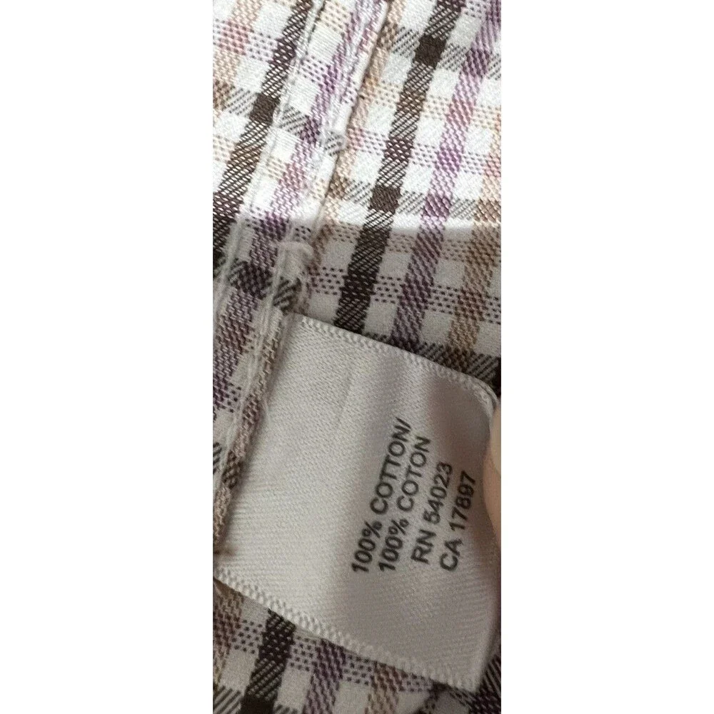 Banana Republic Mens Button Up Long Sleeved Shirt Sz XL Red Check Slim Non Iron
